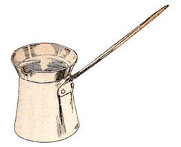 トルコ式コーヒーの抽出器具イブリック。All About Coffee 1922より。