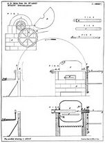 1824年 Richard Evans による英国商業用コーヒー焙煎機の図。英国特許No. 4907より。
