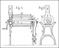 図３：ドラム式の迅速焙煎機。 1892年テオドール・フォン・ギムボルンの特許No.6024より。